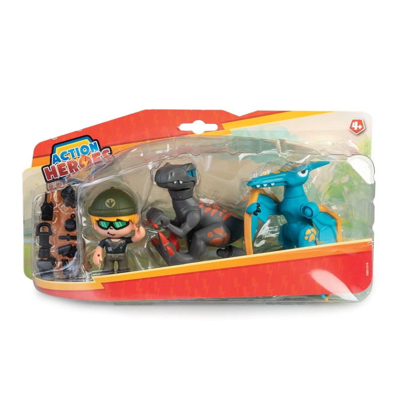 Action Heroes Dino Pack, Combinable Figures, Dinosaur Toy for Children