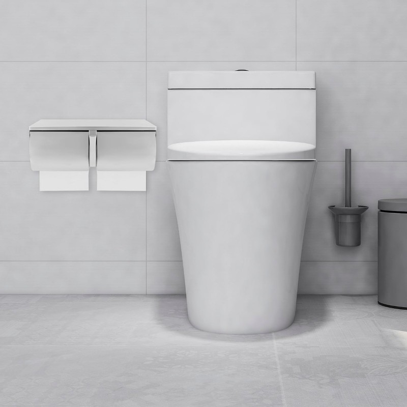 QWORK Double Roll Toilet Paper Holder Dispenser with Shelf Storage,