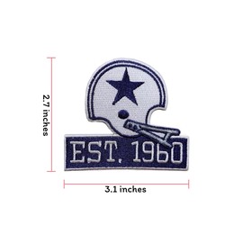 Generic Dallas Est.1960 Embroidered Sew on Patch - Iron on Patches for Animal Lovers, Indian Wildlife Lovers - Environment Emblem for Jackets, Jeans, Backpacks, Hats and Shirts, blue - white