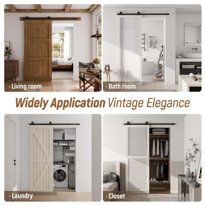 CCJH 6.6FT Sliding Barn Door Hardware Kit, Heavy Duty, Smoothly