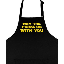 CUSTOM APRON STORE - May The Forks Be with You Adult Apron, Made in USA, Embroidered Apron
