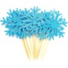 Confetti! - Snow Flake Cupcake Toppers Toothpicks, Sliver/Blue/Snow (Pack of