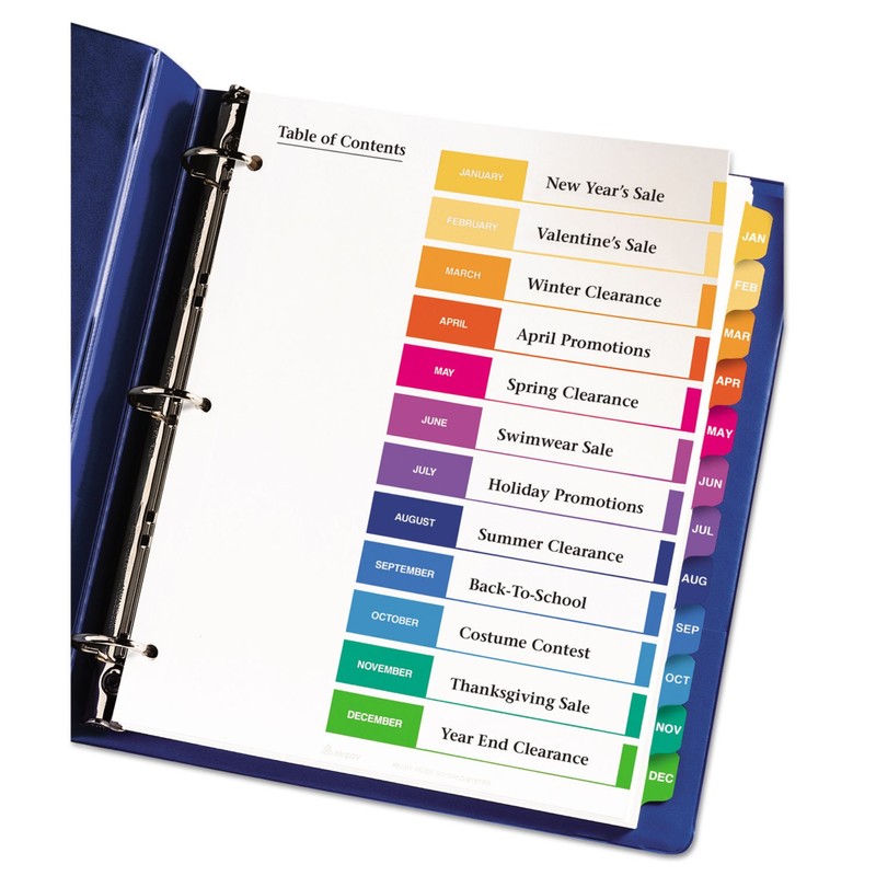 Avery Ready Index Table of Content Dividers for Laser/Inkjet Printers,