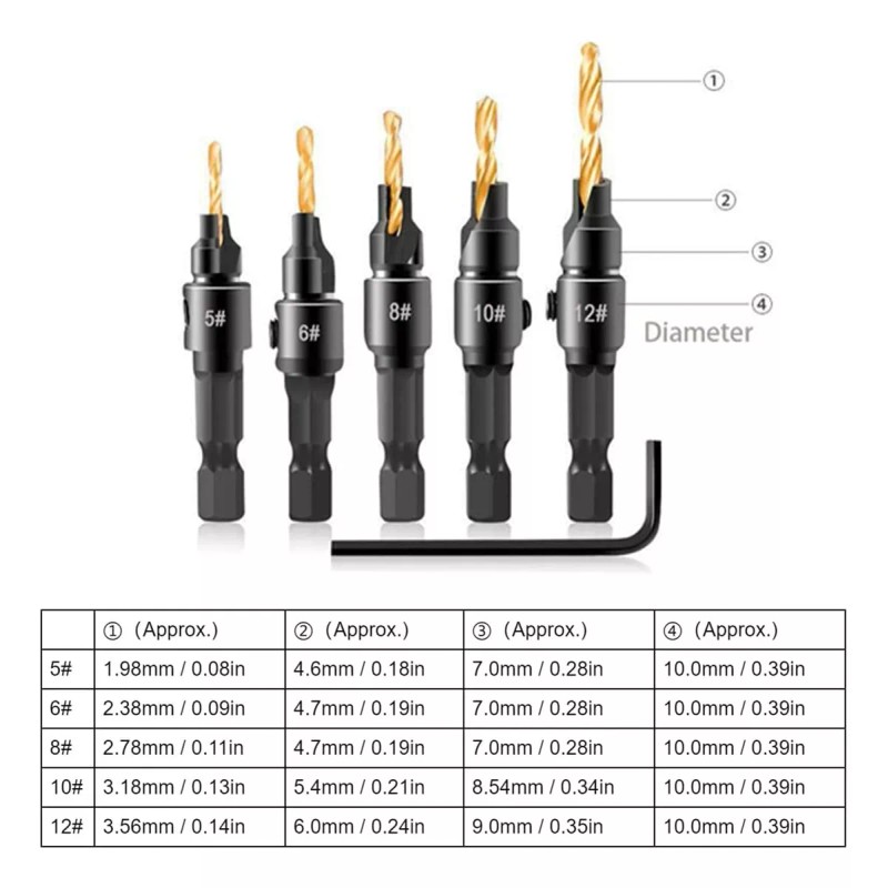 L&T Kit De Broca Avellanadora Madera Vastago Carpintero Tornillo