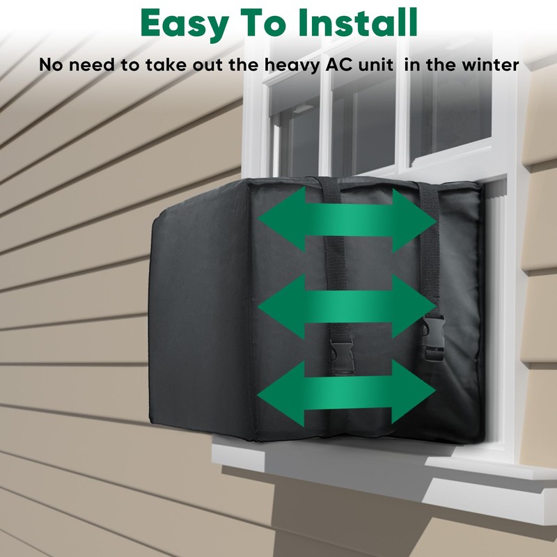 Plusluck Air Conditioner Cover Outside, Black Window AC Unit Cover,