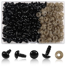 TOAOB 150pcs 9mm Black Plastic Safety Eyes Crafts Safety Eyes with Washers for Stuffed Animals Amigurumis Crochet Bears Doll Making