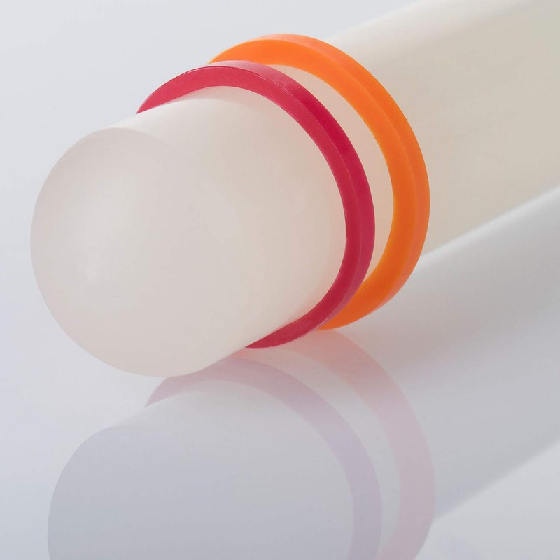 Westmark Ausrollstab, Mit Distanzring, Länge: 22,2 cm, Kunststoff/Silikon, Weiß/Rot/Orange, 30462280