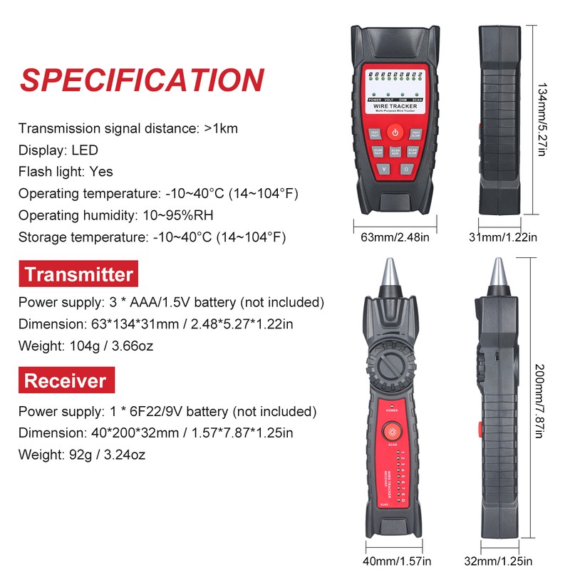 Wire Tracker Portable Multifunctional RJ11 RJ45 Cable Tester Telephone &