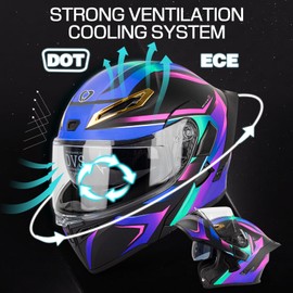 Bluetooth Modular Motorcycle Helmet DOT Certified Flip Up Full Face Integrated Anti-Fog Dual Mask Helmet Street Motorcycle Helmet Built-in Dual Speaker Microphone for Adults, Men & Women (A,Small)