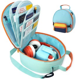 amiumuca Detachable Carrying Case Compatible with Yoto Mini(2024 Edition) & Headphone, Yoto Card Holder Hold Up to 50 Cards, Durable Storage Bag with Adjustable Shoulder Strap (light green)