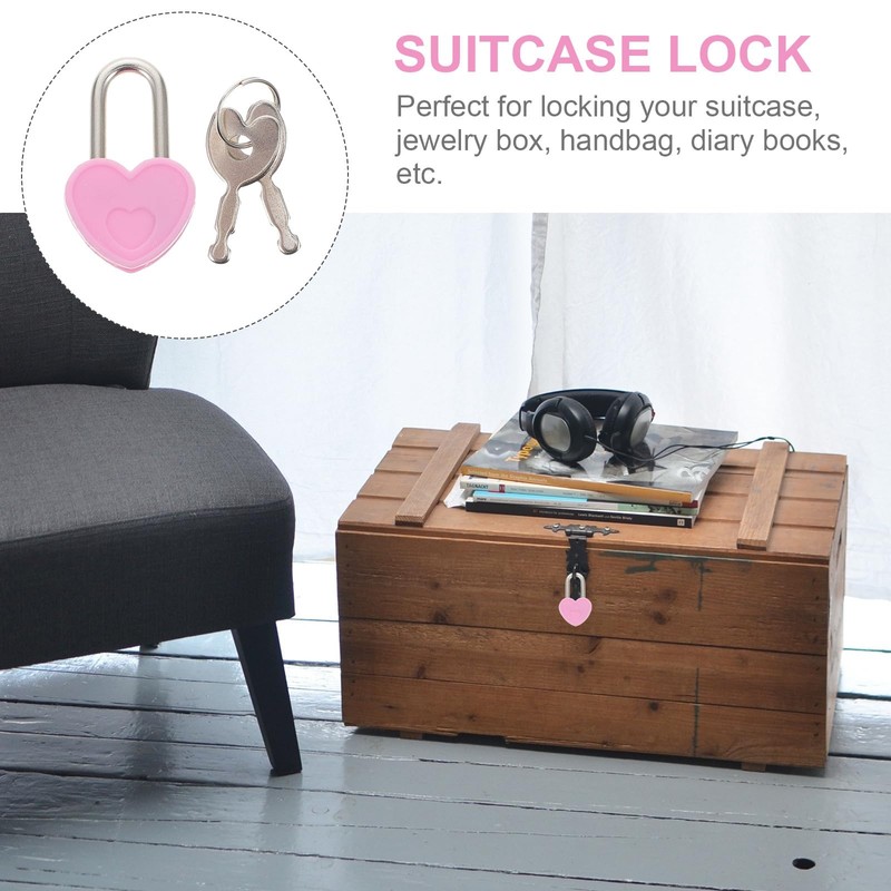 Ipetboom Mini Heart Lock with Keys Small Padlock for Diary
