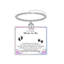 YBISNAIRE New Mum to Be Gifts, First Time Pregnant Mum Gifts for Expecting New Mom Mummy Little Baby Feet Charm Bracelet for Women Mother Mummy Maternity Present Baby Shower 1st Mothers Day