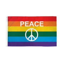 Rainbow Peace Sign Flag 3x5ft Poly - Mighty-Locked Stitching - Perfect for Indoor or Outdoor Flying!