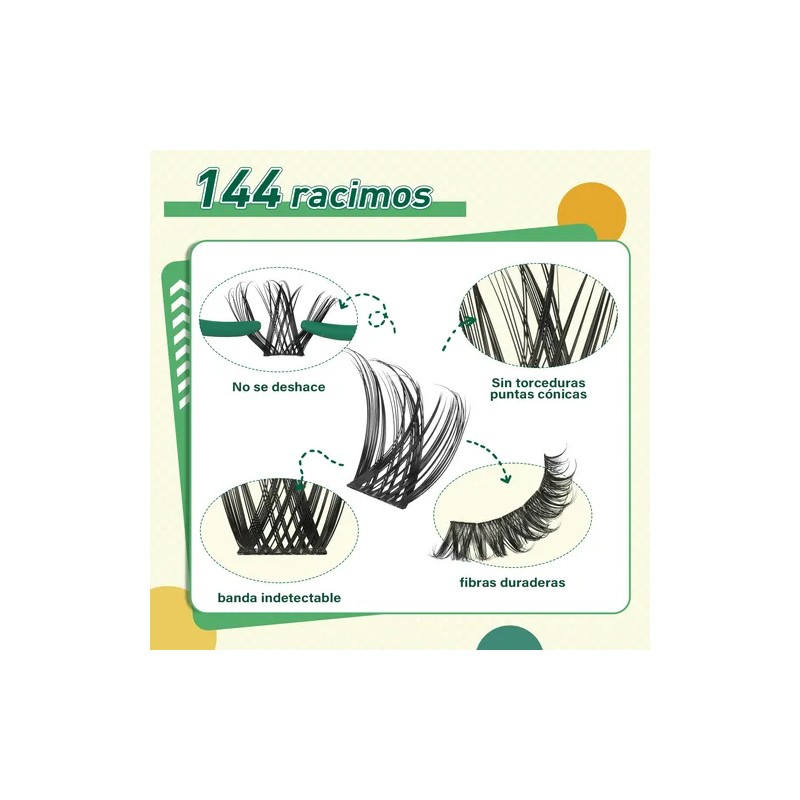 Extensiones De Pestañas Kit 144pcs Mixta Gruesa Y Natural