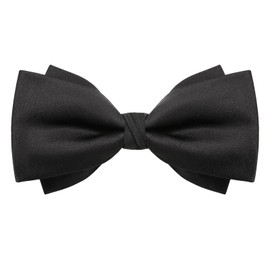 CHEIVEMENG Mens Black Bow Tie Matte Satin Silk Adjustable Solid Pre-tied Bow Ties for Men with Gift Box