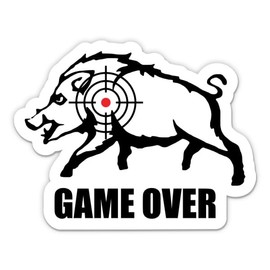 Game Over Hunting Wild Boar Pig Vinyl Sticker - Car Phone - 3"