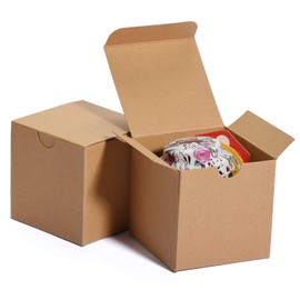 HOUSE DAY Pack of 50 Gift Boxes, Gift Boxes, Gift Box, Cardboard Brown with Lid for Children, Baby, Birthday Gift, Wedding, Father's Day, Father's Day Gift, 7.6 x 7.6 x 7.6 cm