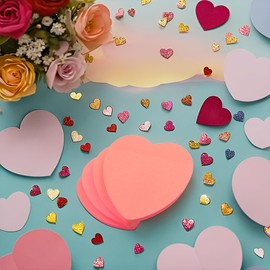 Evergreen Goods Haftnotizen in Herzform, neonfarben, pfirsichfarben, 100 Blatt pro Block, 7,6 x 7,6 cm, entfernbare Haftnotizen für Büro, Schule, Zuhause, Valentinstagsgeschenk für Paare, 8 Stück