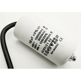 Up to 500 V~ AC 8,10,12,14,16,20,25,35,40,45 µF uf with Cable + Thread Motor Capacitor, Starting Capacitor, Starter Capacitor, Operating Capacitor (16 µF)