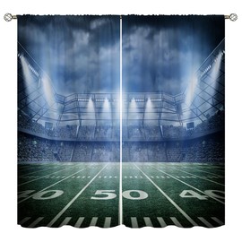 Wusihorld Football Blackout Curtains for Home Decor,American Football satdium Rod Pocket Thermal Insulated Drapes Darkening Window Curtain for Bedroom Living Room 42 x 63 Inch