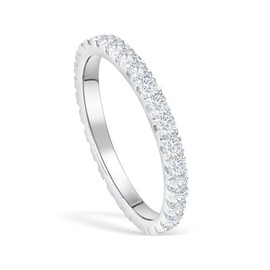 Sreema London Brilliant Round Cut Eternity Ring - Full AAAAA Cubic Zirconia Crystal Eternity Ring Style - Full Eternity 925 Sterling Silver - Sizes I - T… (M)