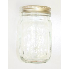 Golden Harvest NEW! Vintage Antique Glass 16oz Pint Golden Harvest Mason Jar w/ Lid (Lot of 6)