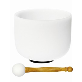 TRAYAYA 528hz Solfeggio Frequency C Note Root Chakra Frosted Quartz Crystal Singing Bowl 8 Inch