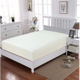 Egyptian Cotton 30cm Extra Deep Fitted Sheet T-200 Thread Count Luxury Hotel Quality Non - Iron Single Double King Super King (Cream, King)