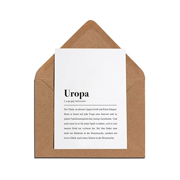 Uropa Karte mit Umschlag ‚Äì Uropa Definition