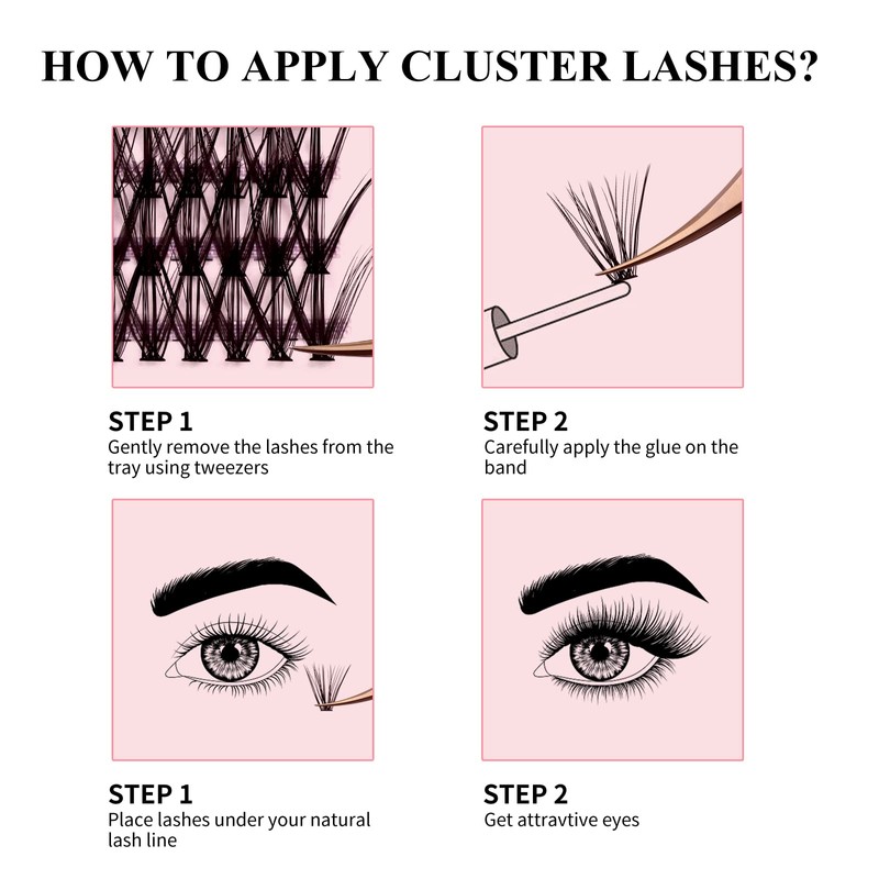 Eyelashes, Individual, Cluster for Eyelash Extension, 40D, 0.07, D-curl, 12-18mm,