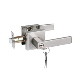 NEWBANG Keyed Entry Lever Lock for Exterior and Front Door Heavy Duty Lever Door Lock Handle Satin Nickel Finish