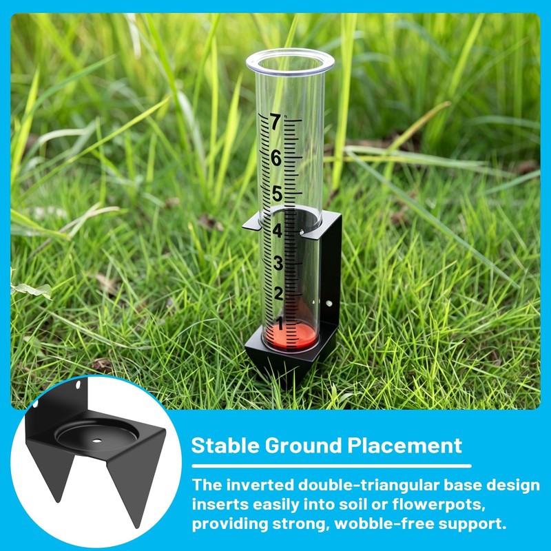 AQKILO Rain Gauge Outdoor with Bracket, 7 Inch Easy-Read Removable