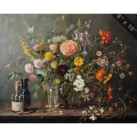 A Floral Specimen in a Herbarium oil painting 8x10 print