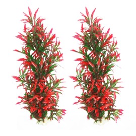 Tfwadmx Large Aquarium Plants Artificial Seaweed Water Plants for Fish Tank Decor Plastic Plants for Aquarium Red Gladiolus 2 Pcs About 12.5 Inch