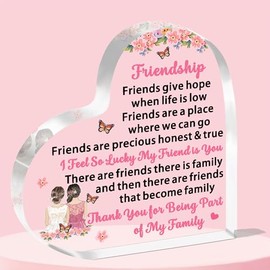 FMCC Friendship Gifts Acrylic Heart Plaque Gifts for Friends Women Friendship Gift for Her Girls Friend Gifts for Women Best Friend Bestie Gifts