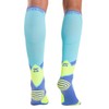 Zensah Pop Tech+ Compression Graduated Compression Socks, Aqua/Yellow/Purple, Medium