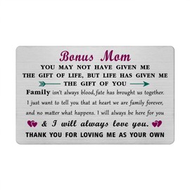Viayen Bonus Mom Mother's Day Card - Step Mom Stepmom Birthday Gifts - Adoptive Unbiological Mother Wedding Day Easter Gift