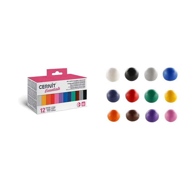 Cernit CEASS001C - Set of 12 Colours Oven Hardening Polymer