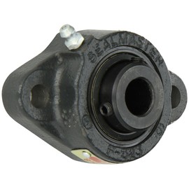 Sealmaster SFT-10 Standard Duty Flange Cartridge Unit, 2 Bolt, Regreasable, Felt Seals, Setscrew Locking Collar, Cast Iron Housing, 5/8" Bore, 3-7/8" Overall Length, 3" Bolt Hole Spacing Width, 7/16" Flange Height, ±2 Degrees Misalignment Angle