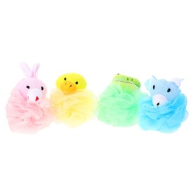 Animal-shaped Shower Loofah Sponge Set of 4 Cute Cartoon Bath Scrubbers for Infants and Toddlers Soft Mesh Bath Sponges for Baby Showers and Time