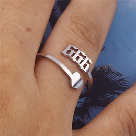 JczR.Y Angel Number Necklace Pendant Stainless Steel Lucky Number Necklace Choker 111 444 999 Number Open Rings Necklace Set for Women Girls Numerology Jewelry Birthday Gift 2Pcs, Stainless Steel, No