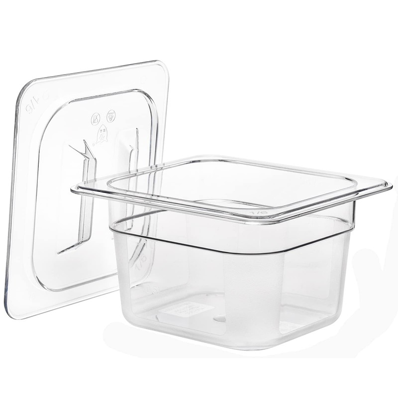 Bekith 6 Pack 1/6 Size Clear Polycarbonate Food Pans with