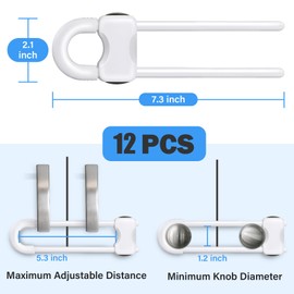 Baby Proofing Cabinets,Cabinet Locks for Babies,12 Pack U-Shaped Child Locks for Cabinets, Child Proof Cabinet Latches,Child Safety Cabinet Locks with Adjustable by SPISPI (White)
