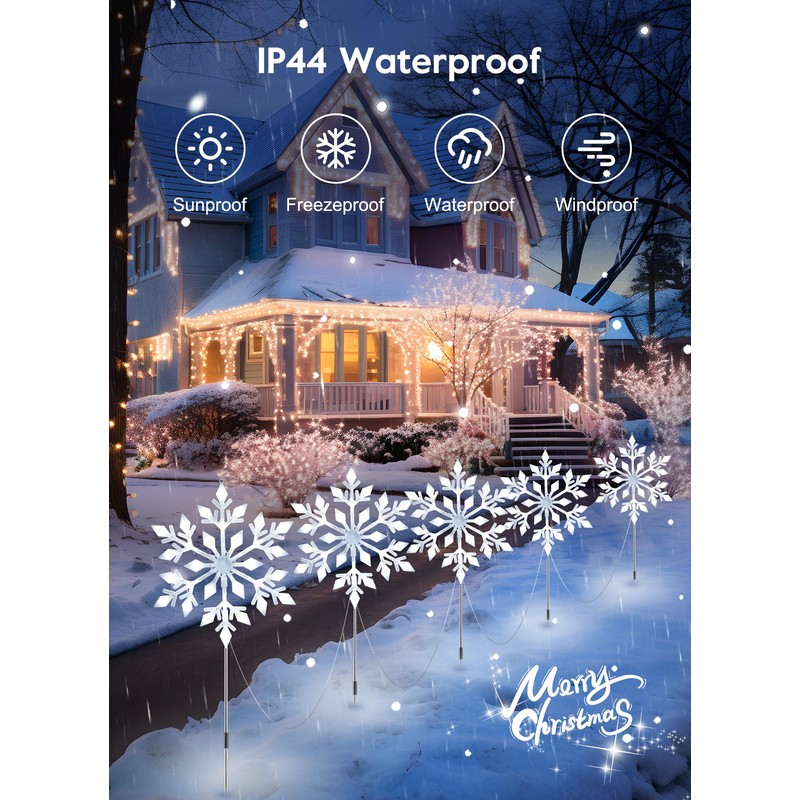 Brightown Snowflake Lights Outdoor, 2 Sets Total 20 Large Snowflake