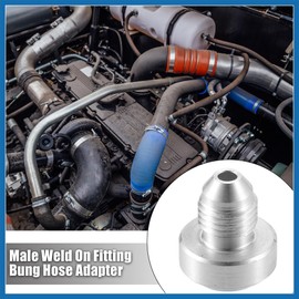 A ABSOPRO 4 Pcs Car Auto 4AN Male Weld on Fitting Bung Hose Adapter Fuel Oil Aluminum Alloy Silver Tone Item Replacement