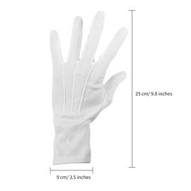Senkary 3 Pairs White Cotton Gloves for Men Women, Parade Formal Costume Gloves for Tuxedo Server Jewelry Inspection Guard