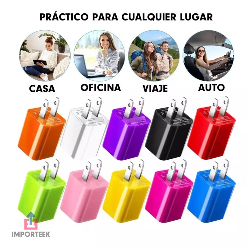 Importeek 5pz Cargador Adaptador Usb Portatil Pared Universal Celular