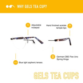 Scojo New York Gels Cupcake Cat Eye Reading Glasses, Handmade Scratch Resistant Readers for Women and Men, Aqua Frost - 3.00x