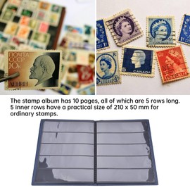 QANYEGN Blue Stamp Collection, Stamps Collection Storage Folder, Professional Stamp Albums for Stamps Documents Coins Bank Notes (Blue, 10 Pages)
