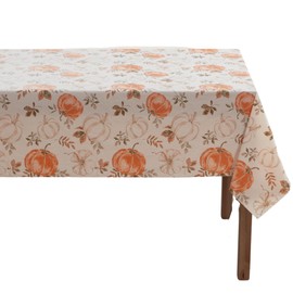 Serafina Home Autumn Thanksgiving Fall Vinyl Flannel Backed Tablecloth - Rustic Farm Vinyl Tablecloth with Flannel Backing Reusable (Watercolor Pumpkins, 60 x 102)